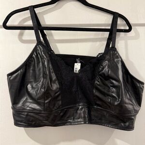 Torrid Black Lace and Faux Leather Bralette